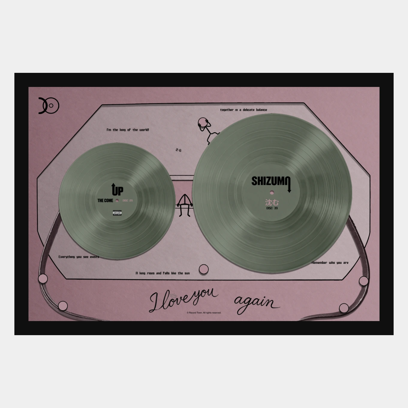 Cassette Tape Collection Pink Green - Black Frame